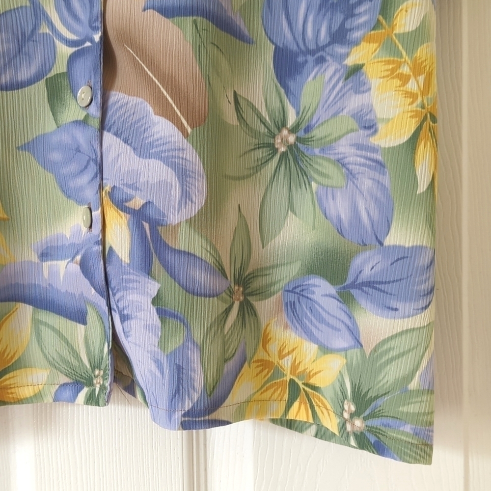 Allison Daley 90's Vintage Floral Lightweight Short Sleeve Button Down Top 14P - Picture 10 of 12